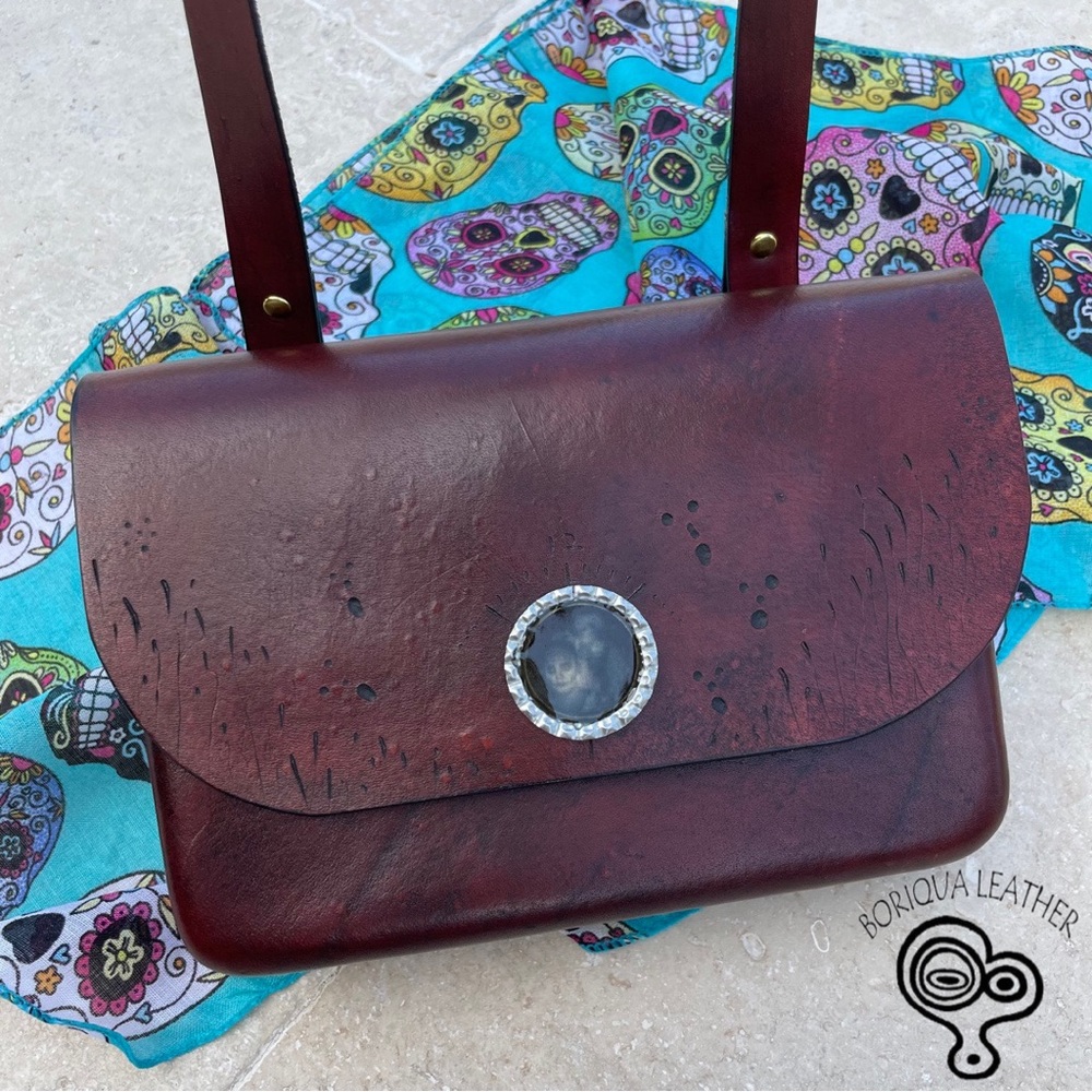 CALAVERA theme One of a kind handmade leather bag by: Artisan Alexander Boriqua